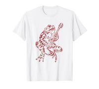 Rana Che Suona la Chitarra Divertente Rettile Chitarrista Rock Maglietta