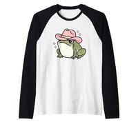 Rana con cappello da cowboy design carino Maglia con Maniche Raglan
