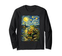 Rana con Chitarra Van Gogh godendo Calma Notte Stellata Maglia a Manica