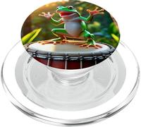 Rana coquí portoricana che suona il barril de bomba drum Men PopSockets PopGrip per MagSafe