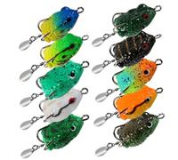 Rana d'acqua superiore 10 esche colorate realistiche per rane per la pesca alla spigola con ganci Esche da pesca realistiche