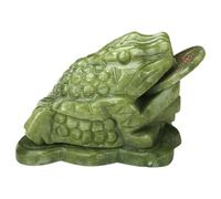 Rana di giada, rana dei soldi a tre zampe, dei soldi in giada naturale, statuette da collezione Feng Shui con moneta in bocca, 4 x 3 x 3 pollici per attirare ricchezza, ufficio