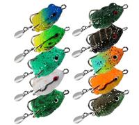 Rana di superficie, 10 pezzi di esche realistiche a forma di rana colorata per la pesca al black bass con ami, esche da pesca realistiche per acqua dolce e salata, rane da in superficie, es