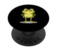 Rana divertente in stile cartone animato con occhi grandi PopSockets PopGrip Adesivo
