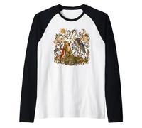 Rana e Airone Marginalia Medievale Maglia con Maniche Raglan