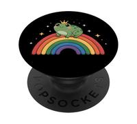 Rana felice su arcobaleno - LGBTQ Pride Kawaii Design PopSockets PopGrip Adesivo