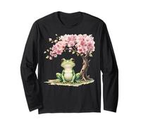Rana Fiori Di Ciliegio Albero Rosa Floreale Primavera Rana Estetica Maglia a Manica