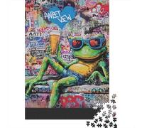 Rana Graffiti Puzzle 1000 Pezzi Carta per Adulti Stile Street Art Gioco di Puzzle 1000 Pezzi Relax Decorazione Famiglia Regalo 38x26cm/1000pcs
