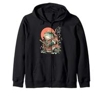 Rana guerriera con Katana Giapponese Red Sun Art Felpa con Cappuccio
