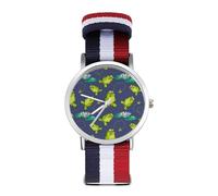 Rana in Lotus Pond orologio sportivo per uomo donna cinturino in nylon orologio da polso analogico al quarzo, Stile:, regular, Cinturino