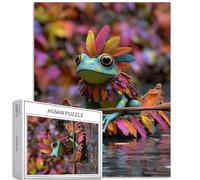 Rana in mantello di piume 1000 pezzi puzzle per adulti festival tribale arte puzzle colorato puzzle fai da te per la decorazione della casa regali puzzle famiglia perfetto per serate di gioco 50 × 70