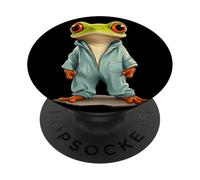 Rana in pigiama: pronta per un divertente pigiama party PopSockets PopGrip Adesivo