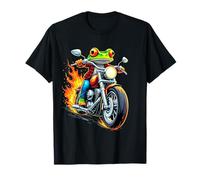 Rana in Sella a Una Moto Design Divertente Rana Maglietta