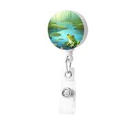 Rana in uno stagno porta badge retrattile con clip porta badge, carino porta carte d'identità, clip per donne e uomini