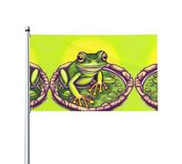 Rana in uno stagno Stampe bandiere decorative per esterni 0,9 x 1,5 m leggere e belle adatte per cortili all'aperto e celebrazioni di festival.