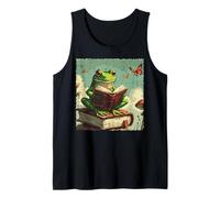 Rana Lettura Libro Vintage Bookworm Reader Donne Uomini Bambini Canotta