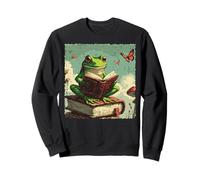 Rana Lettura Libro Vintage Bookworm Reader Donne Uomini Bambini Felpa