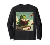 Rana Lettura Libro Vintage Bookworm Reader Donne Uomini Bambini Maglia a Manica