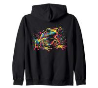 Rana Neon Paint Splatter Arte Astratta Vibrante e Colorata Felpa con Cappuccio