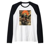 Rana Samurai Giapponese Kanagawa Wave Rane Divertenti Maglia con Maniche Raglan