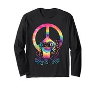 Rana segno di pace Tie Dye Hippie Retro 60s 70s amante della Maglia a Manica