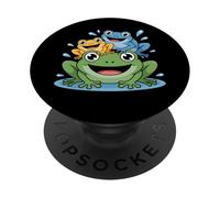 Rana simpatica famiglia divertente colorato rane felici spruzzando acqua PopSockets PopGrip Adesivo