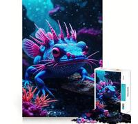 Rana sottomarina al neon - Puzzle da 1000 pezzi con illustrazione surreale di un anfibio ideale per adolescenti per rafforzare la memoria alleviare la tensione e migliorare la qualità regalo di Natale
