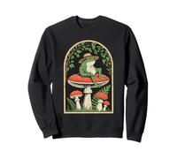 Rana su Fungo con Cappello nella Foresta Cottagecore Fantasy Art Felpa
