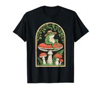 Rana su Fungo con Cappello nella Foresta Cottagecore Fantasy Art Maglietta