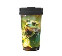 Rana su una fiaschetta sottovuoto stampata con foglia di loto, tazza da caffè portatile, tazza d'acqua fitness per ufficio