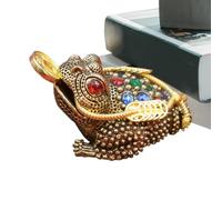 Rana Toad Tea Pet - Moneta in rame antico Fortune Tea Pet Frog, statua a tre zampe rospo con moneta prosperità artigianato antico per la casa
