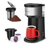 Ranbomer Macchina da caffè K Cup, macchina da caffè monodose o macchina da caffè macinato 2 in 1, dimensioni da 6 a 14 once, mini caffettiera da una tazza con funzione autopulente, adatta per tazza da
