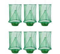 Ranch Fly Trap 6-Pack Reusable - Foldable Hangable Fruit Fly Catchers for Outdoor Use, Effectively Controls Flying in Barns, Gardens, Patio, Camping Sites, Friendly Design