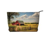 Ranch View - Trousse per trucchi in velluto a coste, versatile, con cerniera, per uso quotidiano e organizer da viaggio, Nero , Taglia unica