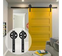 Randaco Set di raccordi per porte scorrevoli, 6FT-183cm, con una capacità di carico di 150kg, binario scorrevole in colore scuro, con ruote