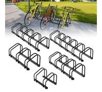 Randaco Supporto per 3 biciclette, supporto multiuso, per bicicletta, supporto da pavimento, in acciaio zincato, per montaggio a pavimento e a parete, HBT 26 x 70,5 x 32 cm, nero, 2 pezzi