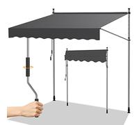 Randaco Tenda da Sole a Bracci con Manovella, 250x120cm Protezione per Il Balcone, Tenda resistente per Esterno ai raggi UV e regolabile in Altezza, Senza Forare, Grigio