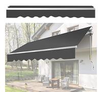 Randaco Tenda da Sole Avvolgibile a Bracci a Barra Quadra, 300x250cm Tettuccio Parasole con Protezione Raggi UV, Tenda da Sole Avvolgibile Angolazione Regolabile, Grigio