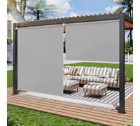 Randaco, tenda da sole verticale per balcone, 140 x 140 cm, protezione solare, ombra laterale, stabilità e resistenza agli agenti atmosferici, per balcone, terrazza, giardino, grigio chiaro