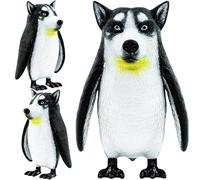 Randimals Pinguino e Husky Dog Hybrid Realistico Animale Giocattoli - Mix unico di Safari Giocattoli & Animali da fattoria Piccole Figurine - P-Dawg Mini Figure per bambini e Kidults