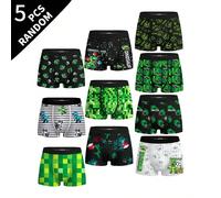 (Random 5 pezzi) Boxer da ragazzo con stampa integrale tema calcio e universo, stile retrò street fashion, morbidi e comodi, base layer 14Y,12Y,13Y,16Y,15YFumetto,Lettere,A strisceTessuto