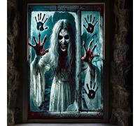 Randomgo Tende da Horror di Halloween, Tende Spaventose per Finestre, Decorazione Della Tenda dell'Orrore, per Feste di Halloween Carnevale, Festa dell'Orrore Decorazione Della Finestra (B)