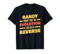Randy Evolution può Andare al contrario dicendo Divertente Randy Nome Maglietta con Stampa Grafica Economica, Uomo, Nero, L