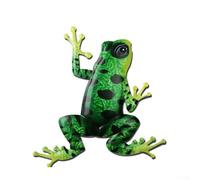 Rane in metallo dai colori vivaci come pezzi decorativi che coinvolgono l'arte del cortile per deliziare i visitatori (verde1)