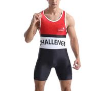 Rane Sports Body da uomo con anello aderente sportivo monopezzo, senza maniche, per allenamento e palestra, sollevamento pesi, rosso, bianco, nero., L
