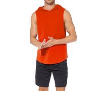 Rane Sports Uomo T-Shirts Palestre per Uomini Fitness Muscolo Maglia Felpa con Cappuccio Senza Maniche Canottiera Maglietta Superiore Canotta per Uomo Arancia XL