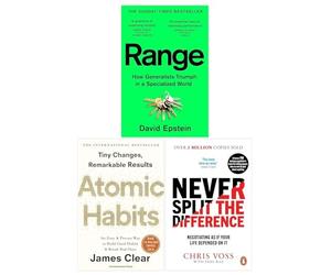 Range, Never Split the Difference and Atomic Habits 3 Books Set