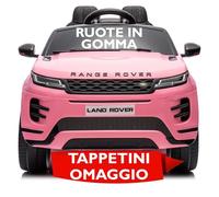 Range Rover Evoque Auto Macchina Elettrica per Bambini 12V con Ruote in Gomma Sedile in Pelle Cintura Sicurezza 5 Punti Telecomando Luci LED MP3 USB Bluetooth Ammortizzatori Tappetini Omaggio Rosa
