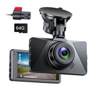 Range Tour Car Dash Cam anteriore e posteriore, scheda 64G inclusa, telecamera per auto FHD 1080P 170° grandangolo HDR registratore di guida videocamera per auto registrazione in loop, visione notturn