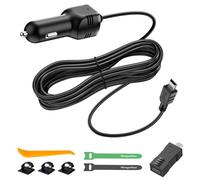 Range Tour Caricabatteria da auto da cruscotto, micro USB e mini interfaccia USB, cavo di alimentazione per registratori di guida da 3,5 m, 12 V/24 V a DC5 V 2A